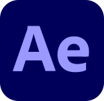 لوگوی نرم‌افزار Adobe After Effects با زمینه بنفش و حروف AE سفید