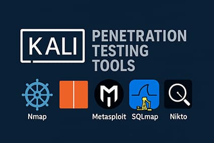 تصویری گرافیکی از ابزارهای تست نفوذ کالی همراه با عنوان kali penetration tools